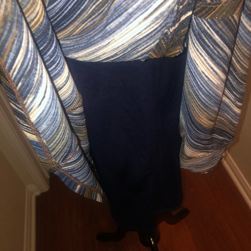 👇🏻$Reduced to lowest price. Signature byRobbie Bee striped w/warm colors dress - Picture 8 of 10